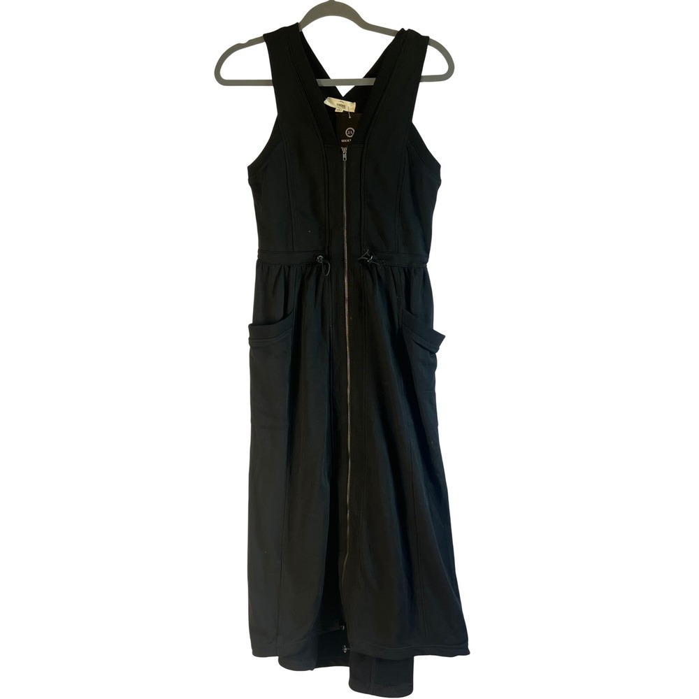 Entro Black Utility Maxi Dress Sleeveless Drawstring Pockets Gorpcore Small NEW